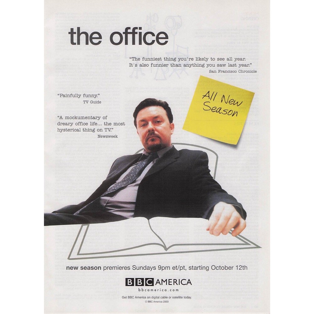 2003 The Office BBC TV show Ricky Gervais Print Ad Pinup Poster vintage comedy